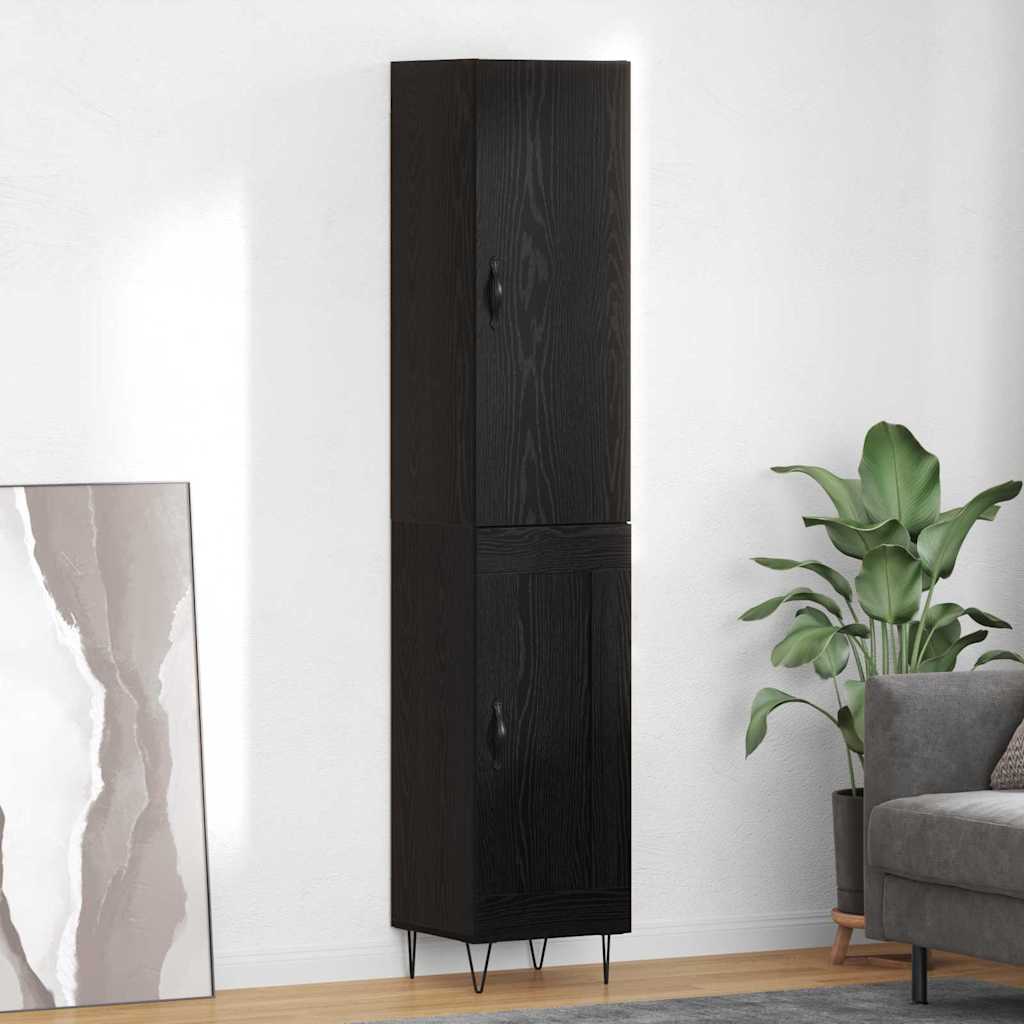 Bufet Stejar Negru 69,5 x 34 x 180 cm Lemn compozit — imaginea 2