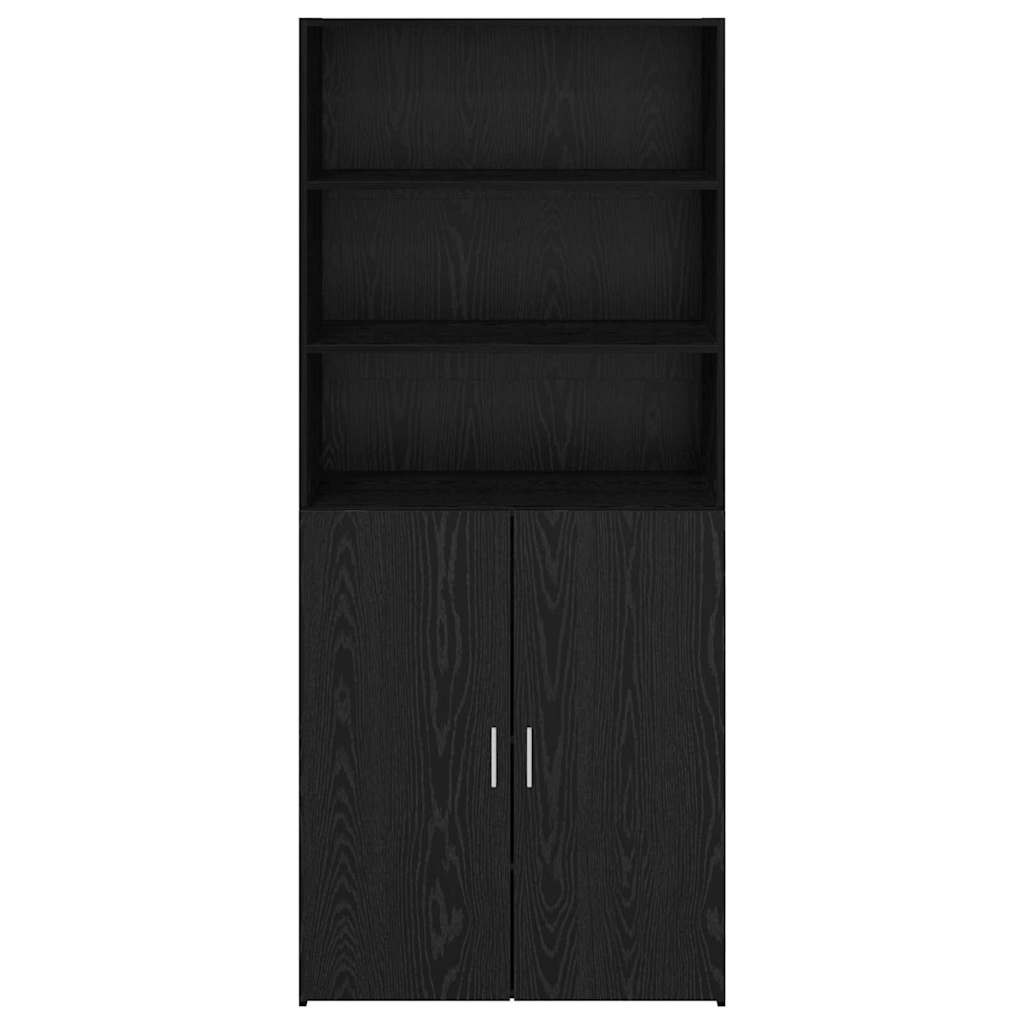 Bufet Stejar Negru 80 x 42,5 x 185 cm Lemn compozit — imaginea 7