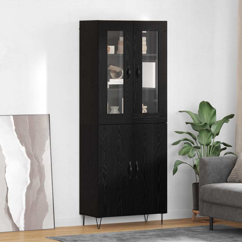 Bufet Stejar alb si negru 69,5 x 34 x 180 cm Lemn compozit — imaginea 2