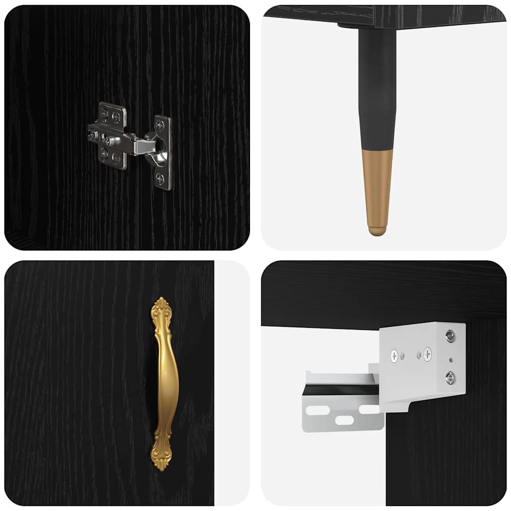 Bufet Stejar Negru 69,5 x 34 x 180 cm Lemn compozit — imaginea 12