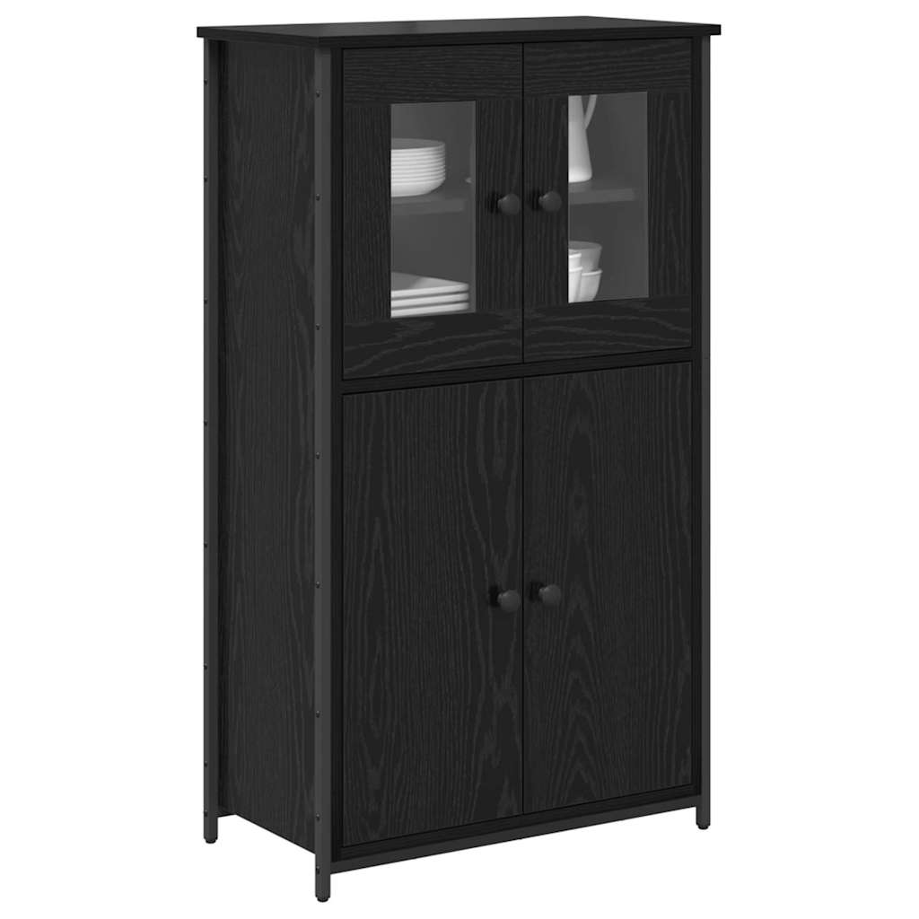 Bufet Stejar Negru 62 x 32 x 106,5 cm Lemn compozit — imaginea 4