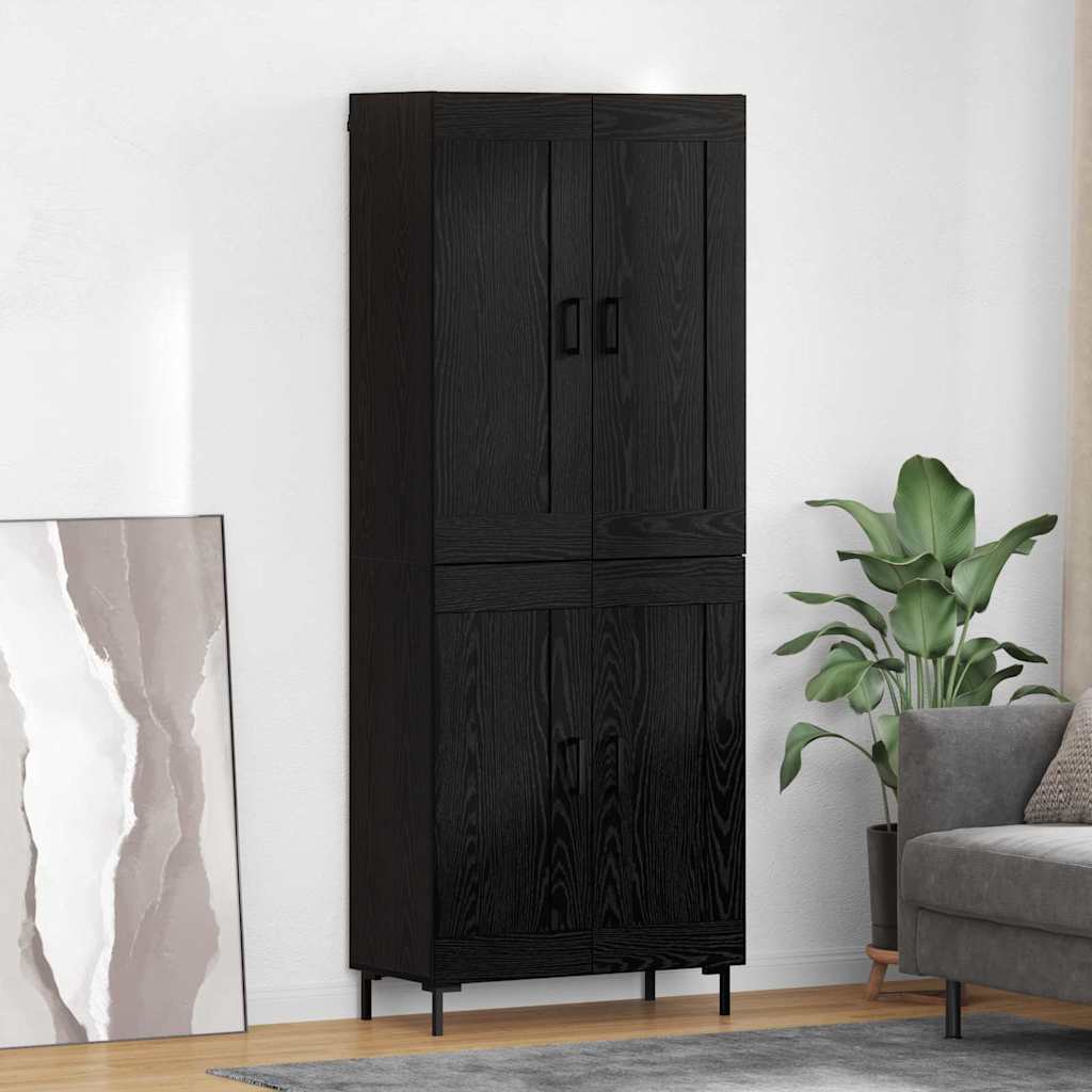 Bufet Stejar Negru 69,5 x 34 x 180 cm Lemn compozit — imaginea 2