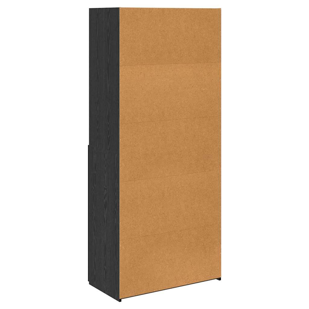 Bufet Stejar Negru 80 x 42,5 x 185 cm Lemn compozit — imaginea 9