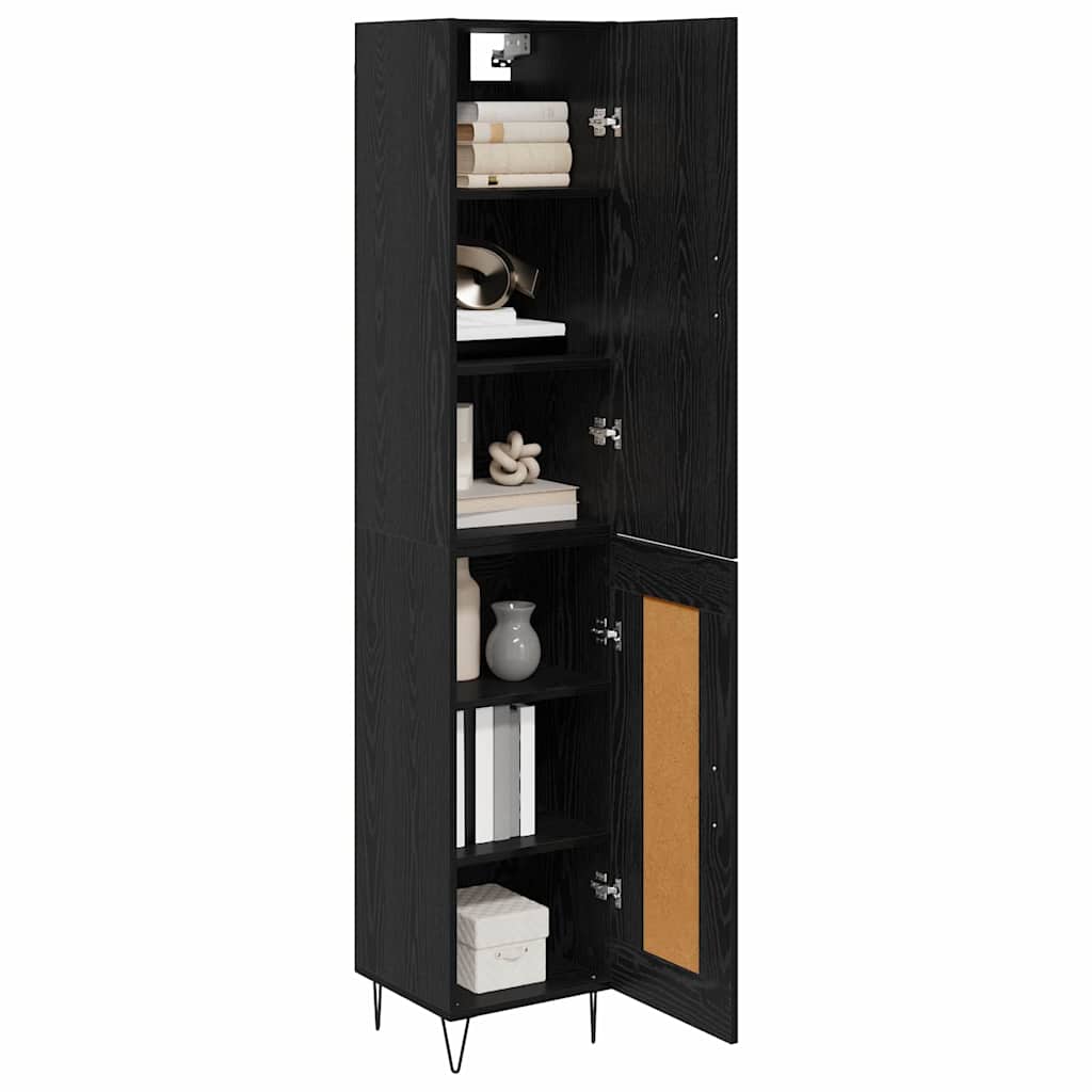 Bufet Stejar Negru 69,5 x 34 x 180 cm Lemn compozit — imaginea 4