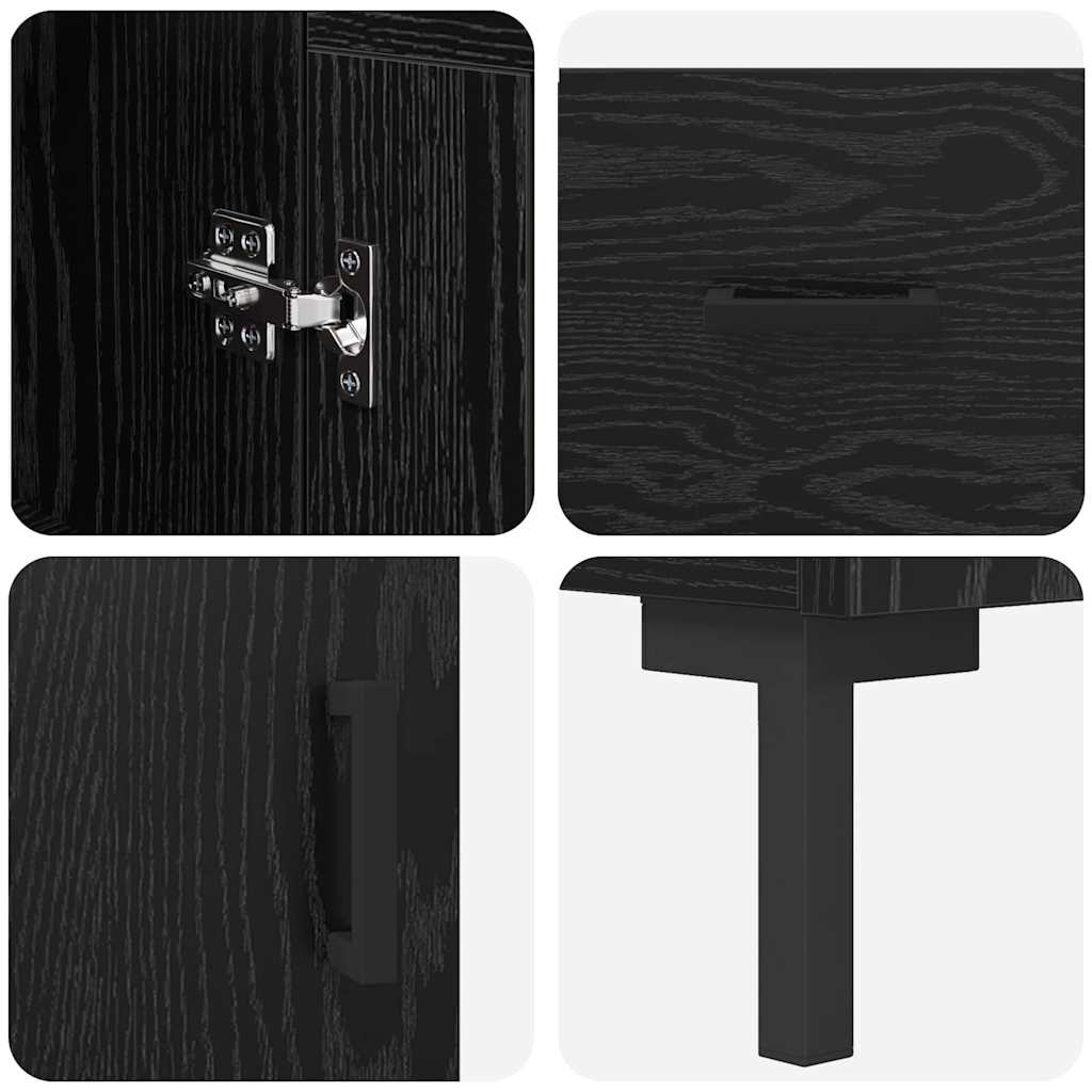 Bufet Stejar Negru 34,5 x 34 x 180 cm Lemn compozit — imaginea 11