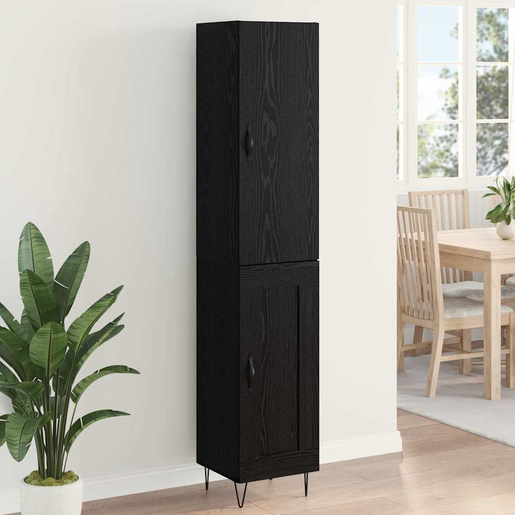 Bufet Stejar Negru 69,5 x 34 x 180 cm Lemn compozit — imaginea 5