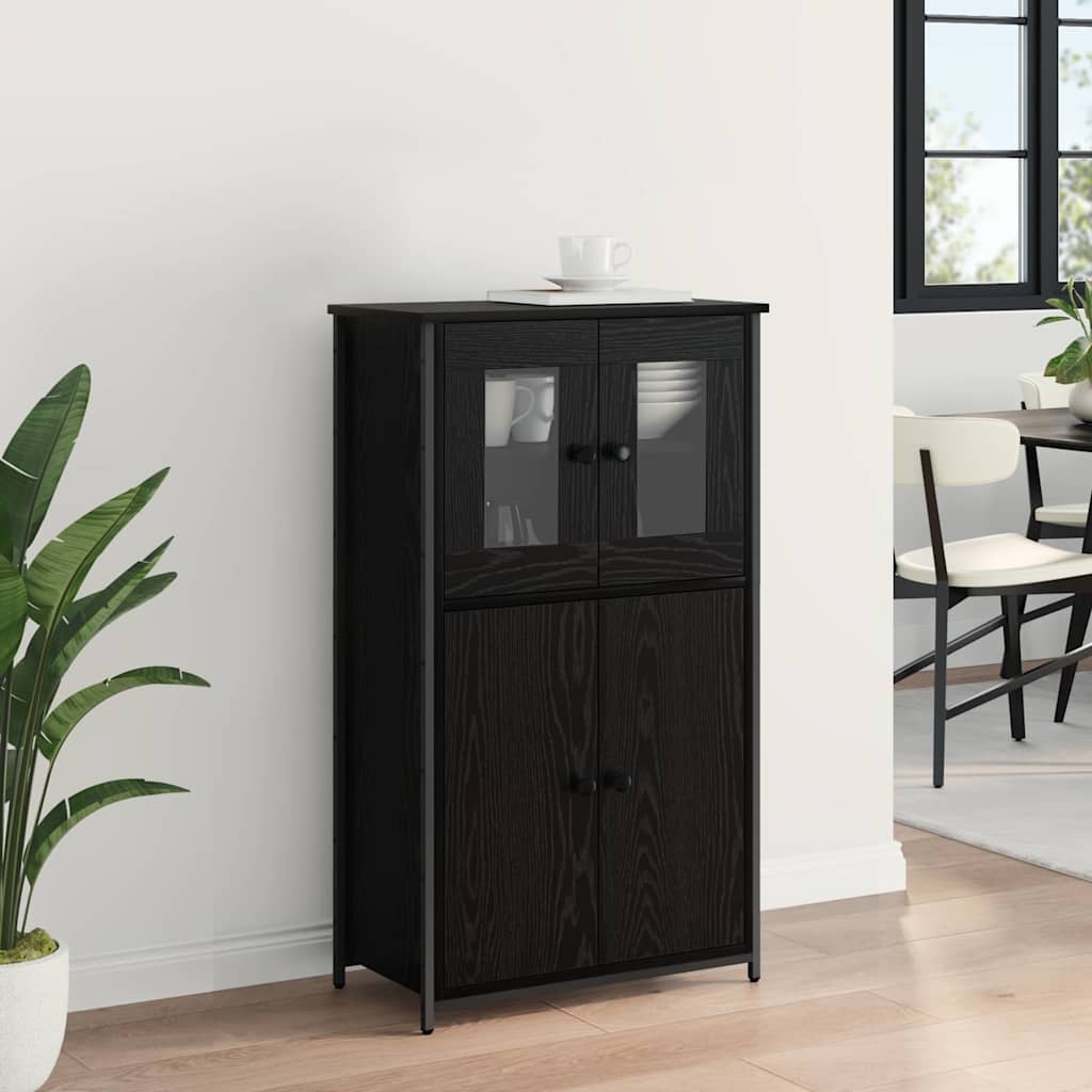 Bufet Stejar Negru 62 x 32 x 106,5 cm Lemn compozit — imaginea 5