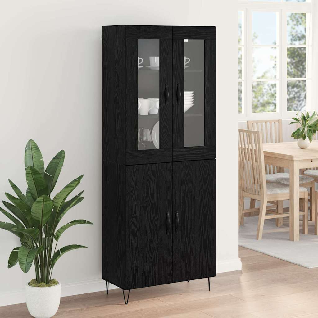 Bufet Stejar alb si negru 69,5 x 34 x 180 cm Lemn compozit — imaginea 5