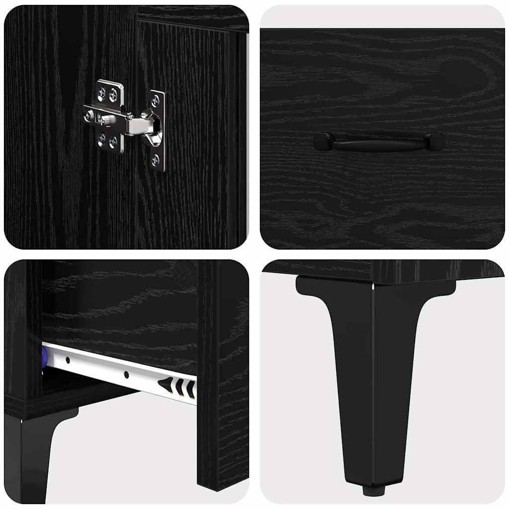 Bufet Stejar Negru 70 x 31 x 115 cm Lemn Ingineresc si Fier — imaginea 10