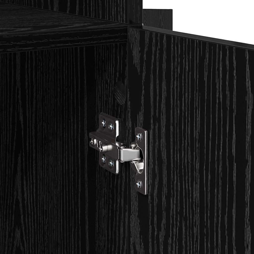 Bufet Stejar Negru 80 x 42,5 x 185 cm Lemn compozit — imaginea 11