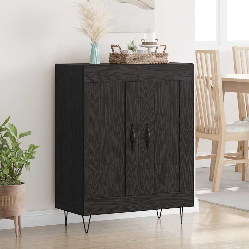 Bufet Stejar Negru 69,5 x 34 x 90 cm Lemn Ingineresc si Fier — imaginea 2