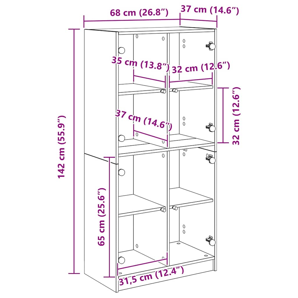 Bufet Stejar Artizanal 68 x 37 x 142 cm Lemn compozit — imaginea 12