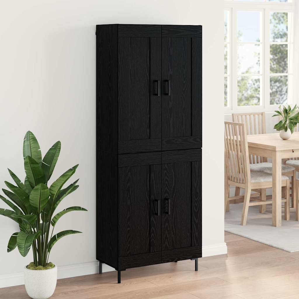 Bufet Stejar Negru 69,5 x 34 x 180 cm Lemn compozit — imaginea 5