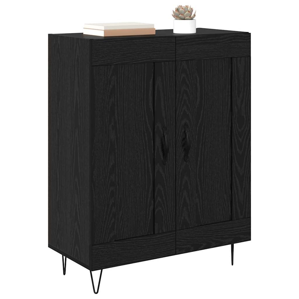 Bufet Stejar Negru 69,5 x 34 x 90 cm Lemn Ingineresc si Fier — imaginea 4