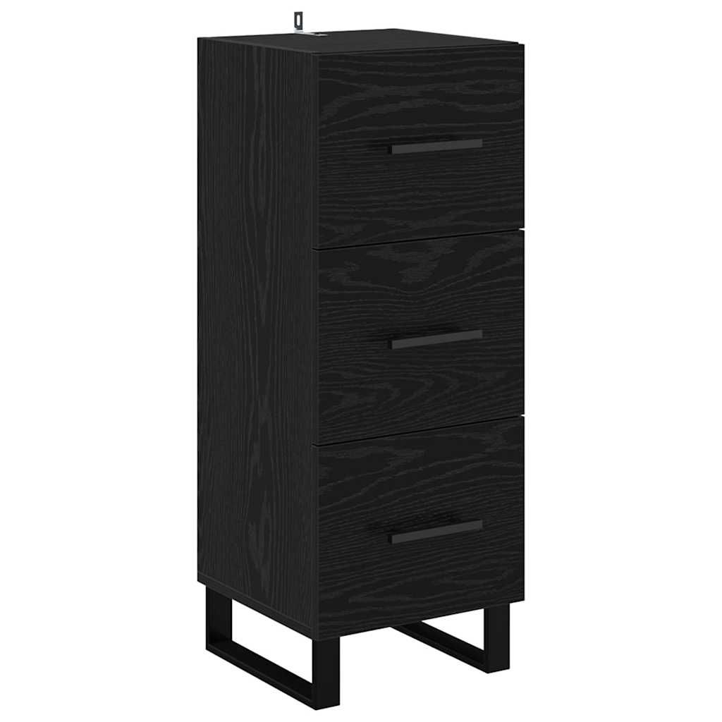 Bufet Stejar Negru 34,5 x 34 x 90 cm Lemn Ingineresc si Fier