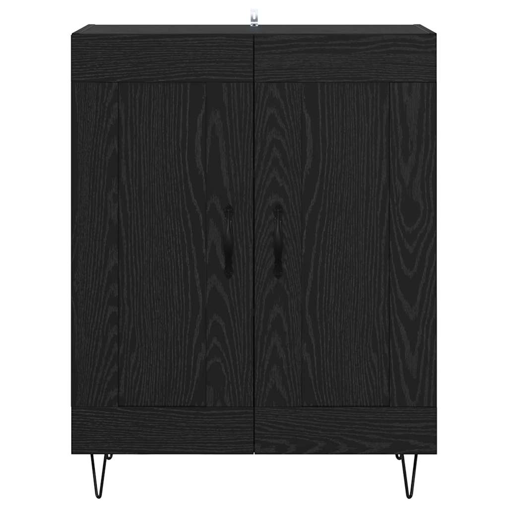 Bufet Stejar Negru 69,5 x 34 x 90 cm Lemn Ingineresc si Fier — imaginea 7
