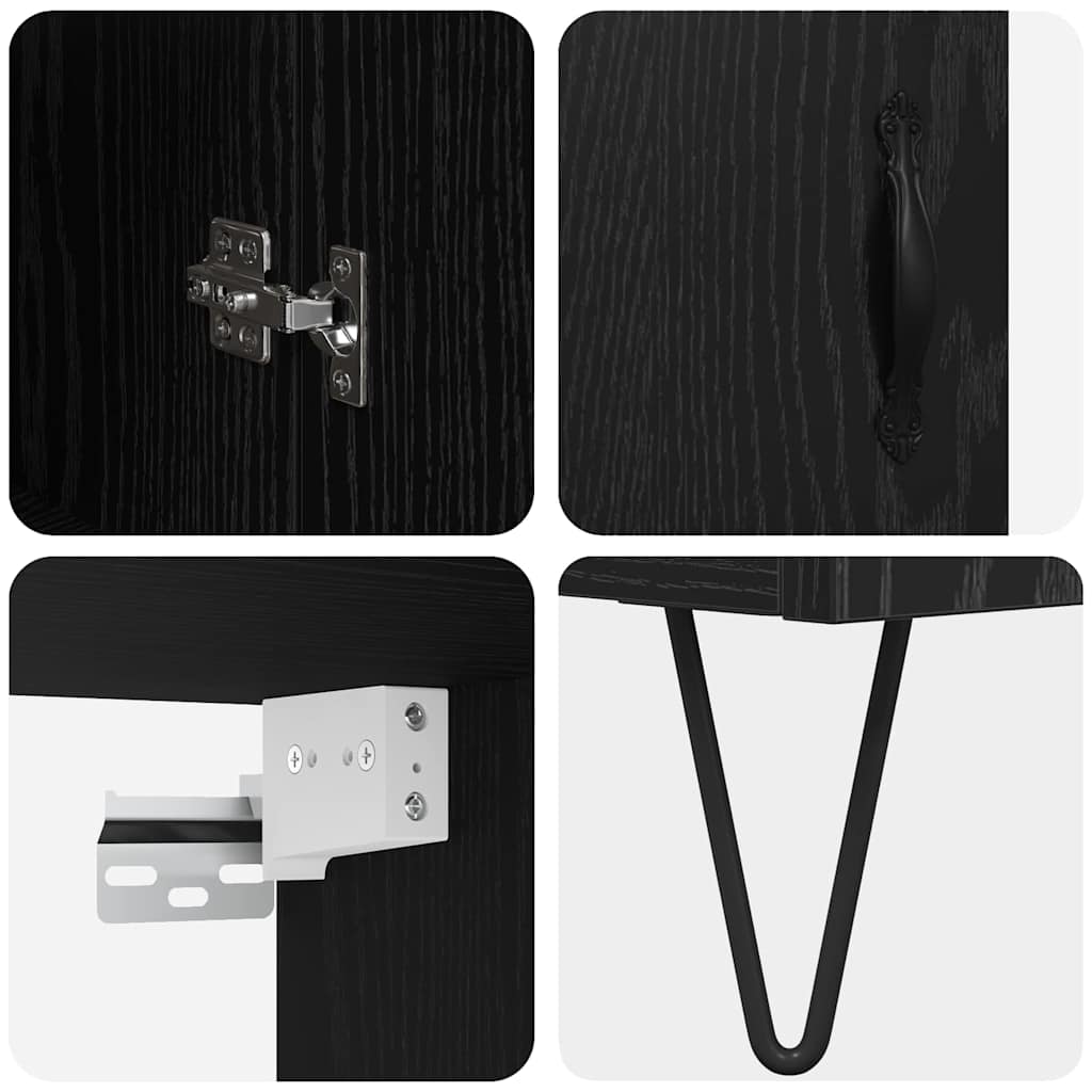 Bufet Stejar Negru 69,5 x 34 x 180 cm Lemn compozit — imaginea 12