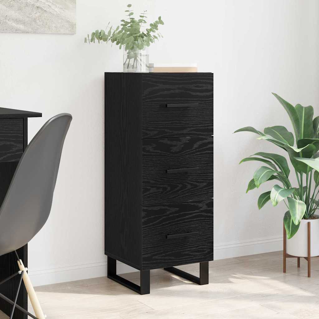 Bufet Stejar Negru 34,5 x 34 x 90 cm Lemn Ingineresc si Fier — imaginea 2