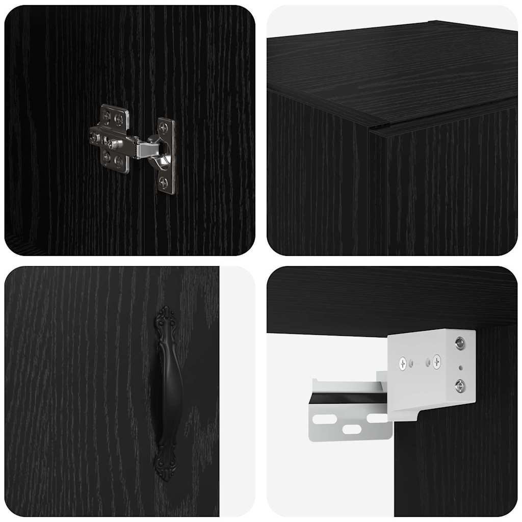 Bufet Stejar alb si negru 69,5 x 34 x 180 cm Lemn compozit — imaginea 12