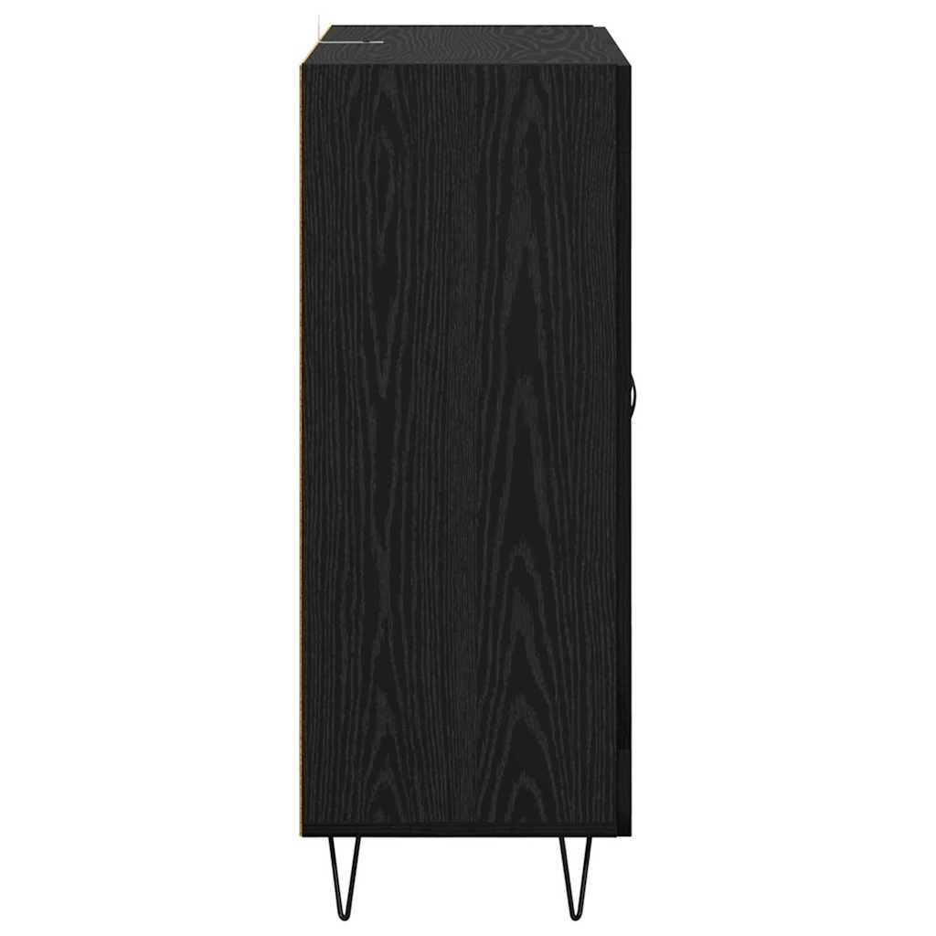 Bufet Stejar Negru 69,5 x 34 x 90 cm Lemn Ingineresc si Fier — imaginea 8