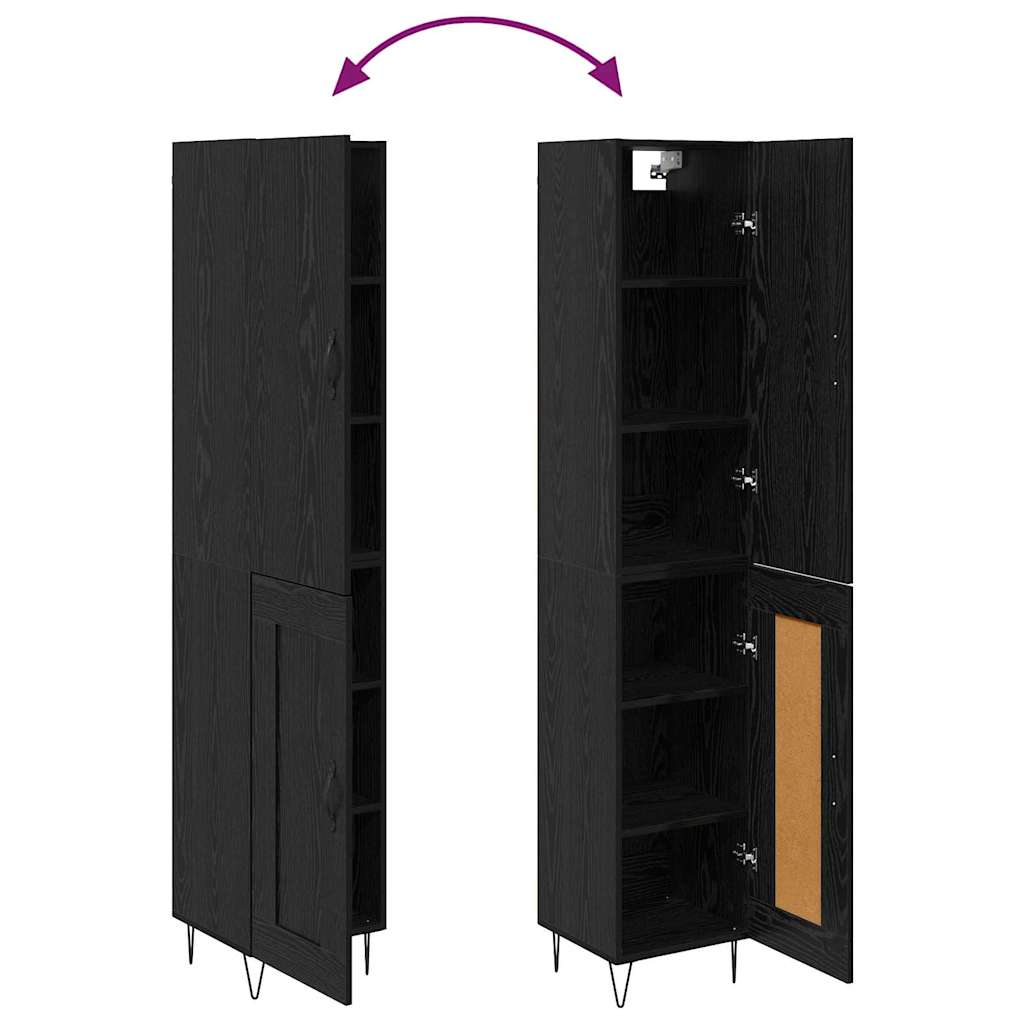 Bufet Stejar Negru 69,5 x 34 x 180 cm Lemn compozit — imaginea 13