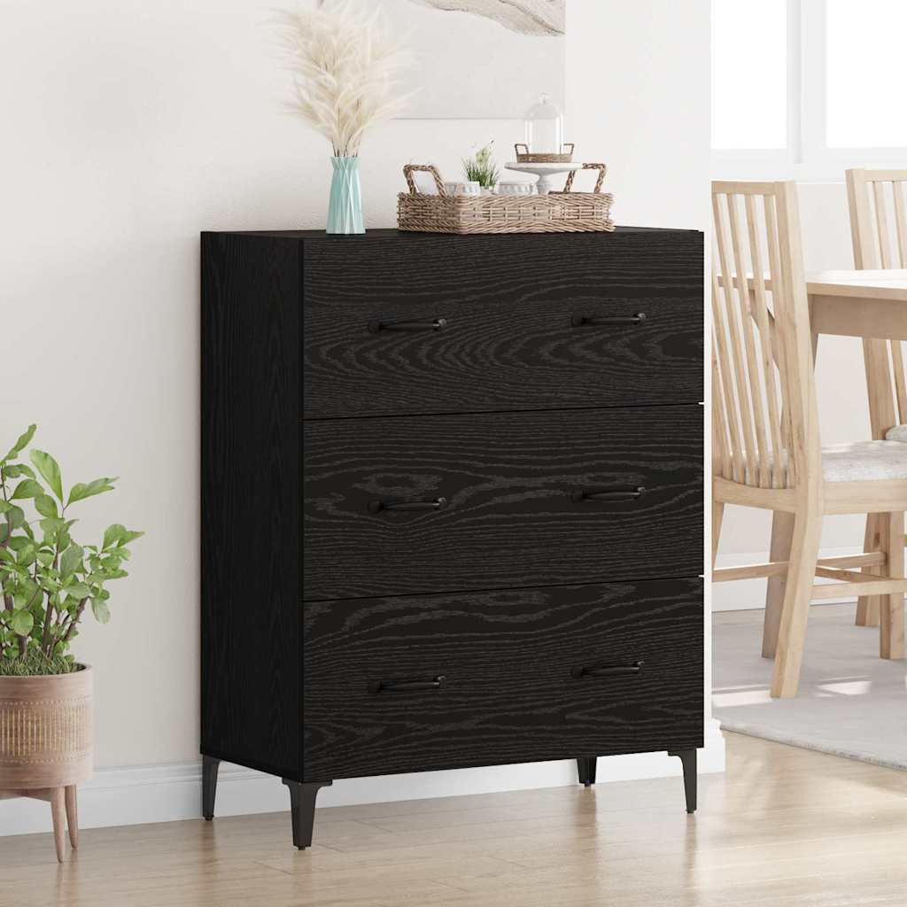 Bufet Stejar Negru 69,5 x 34 x 90 cm Lemn Ingineresc si Fier — imaginea 2