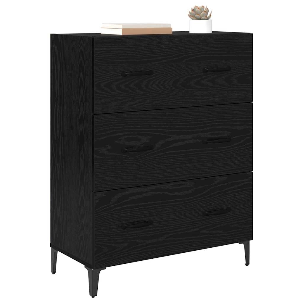 Bufet Stejar Negru 69,5 x 34 x 90 cm Lemn Ingineresc si Fier — imaginea 4