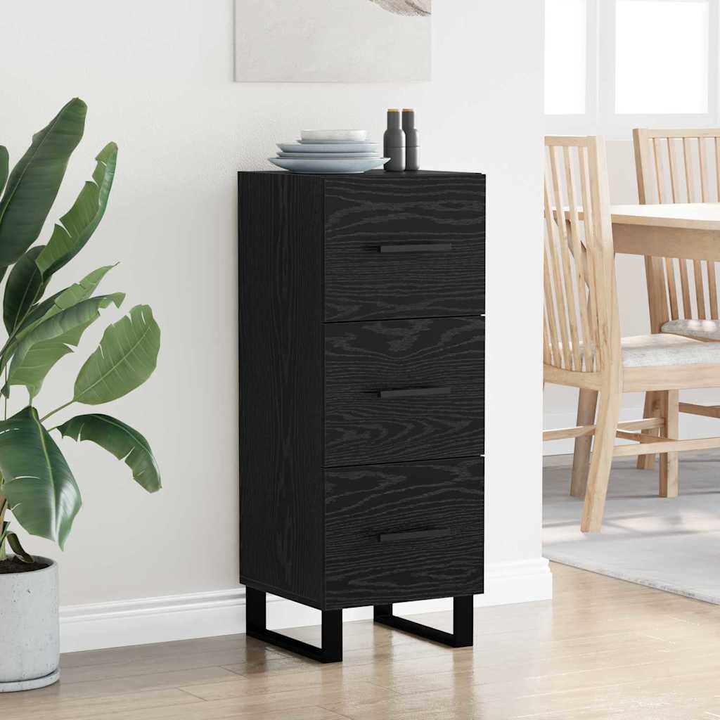 Bufet Stejar Negru 34,5 x 34 x 90 cm Lemn Ingineresc si Fier — imaginea 5