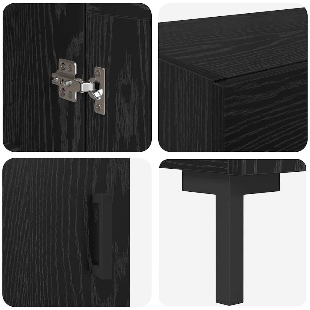 Bufet Stejar Negru 69,5 x 34 x 180 cm Lemn compozit — imaginea 12