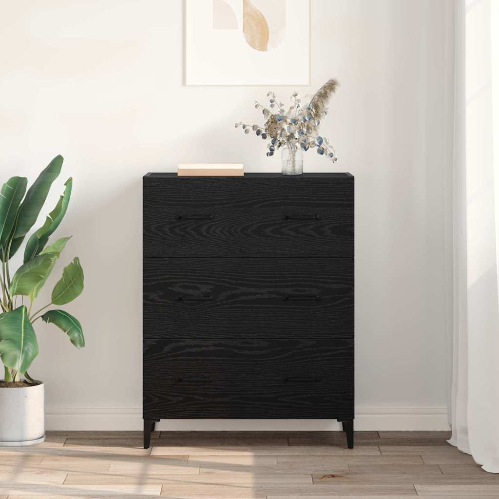 Bufet Stejar Negru 69,5 x 34 x 90 cm Lemn Ingineresc si Fier — imaginea 5