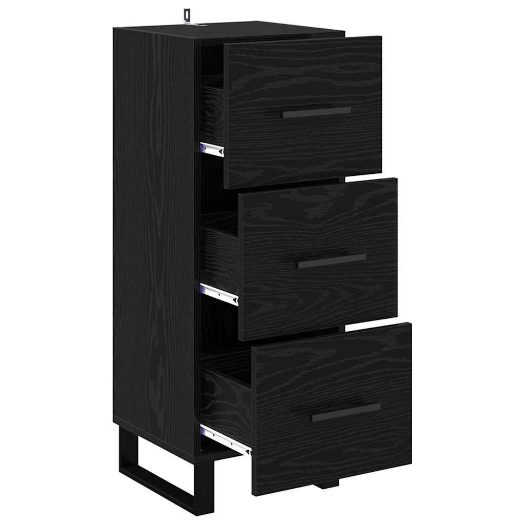 Bufet Stejar Negru 34,5 x 34 x 90 cm Lemn Ingineresc si Fier — imaginea 6