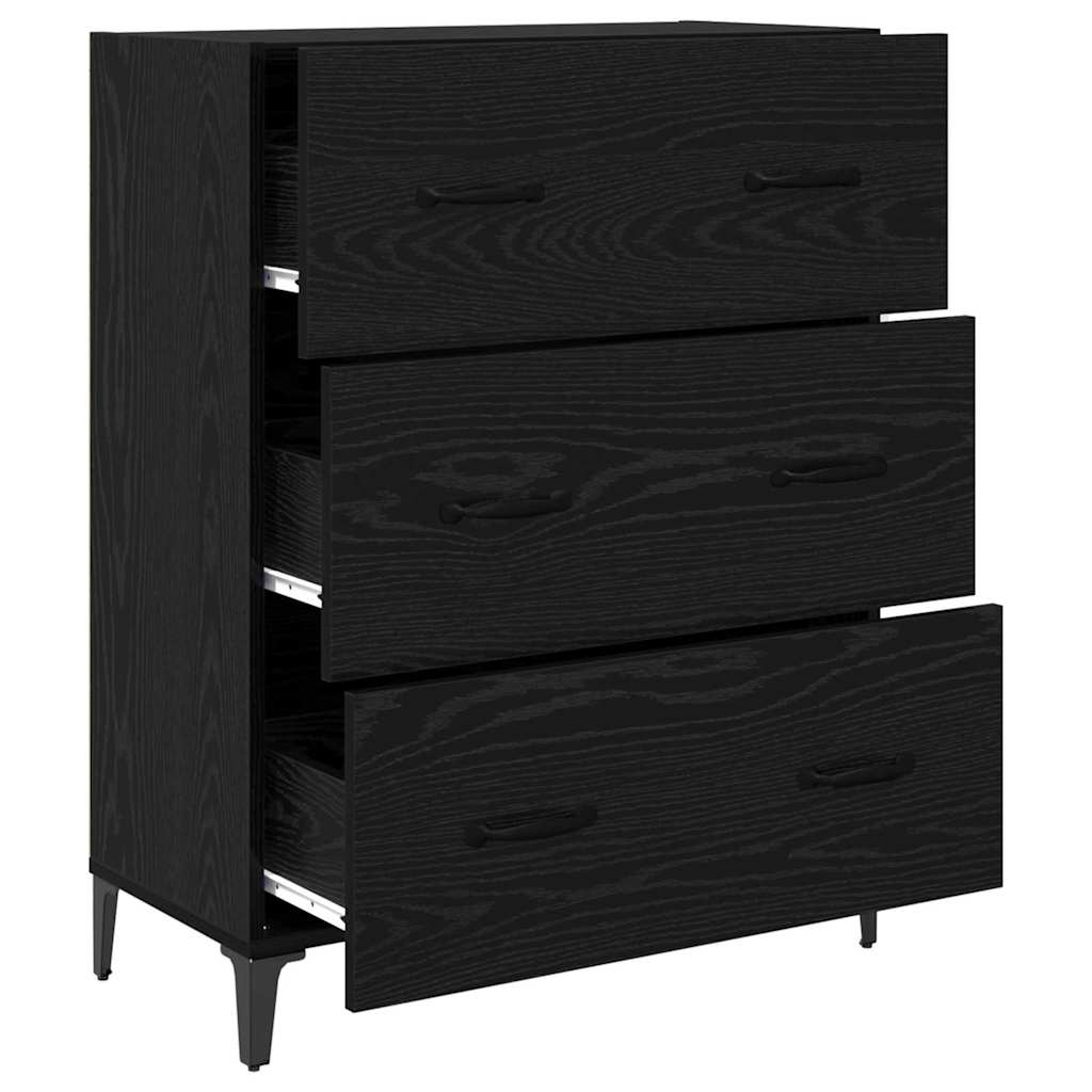 Bufet Stejar Negru 69,5 x 34 x 90 cm Lemn Ingineresc si Fier — imaginea 6