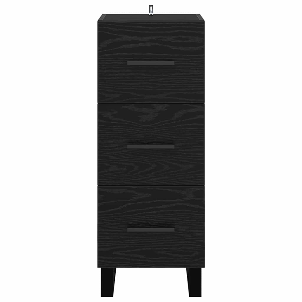 Bufet Stejar Negru 34,5 x 34 x 90 cm Lemn Ingineresc si Fier — imaginea 7