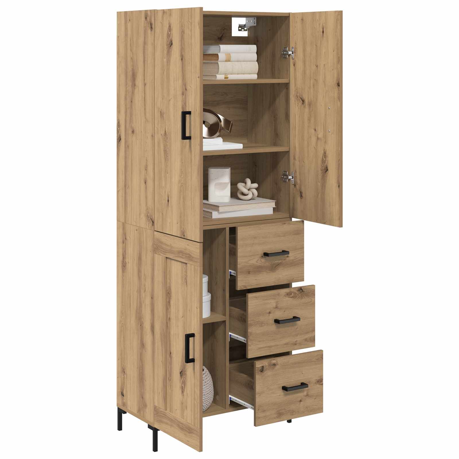 Bufet Stejar Artizanal 69,5 x 34 x 180 cm Lemn compozit — imaginea 3