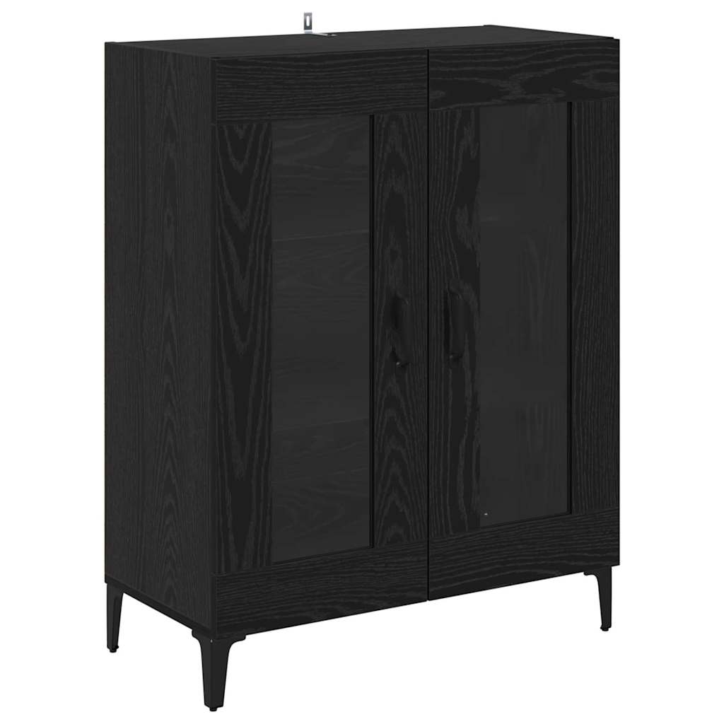 Bufet Stejar Negru 69,5 x 34 x 90 cm Lemn Ingineresc si Fier