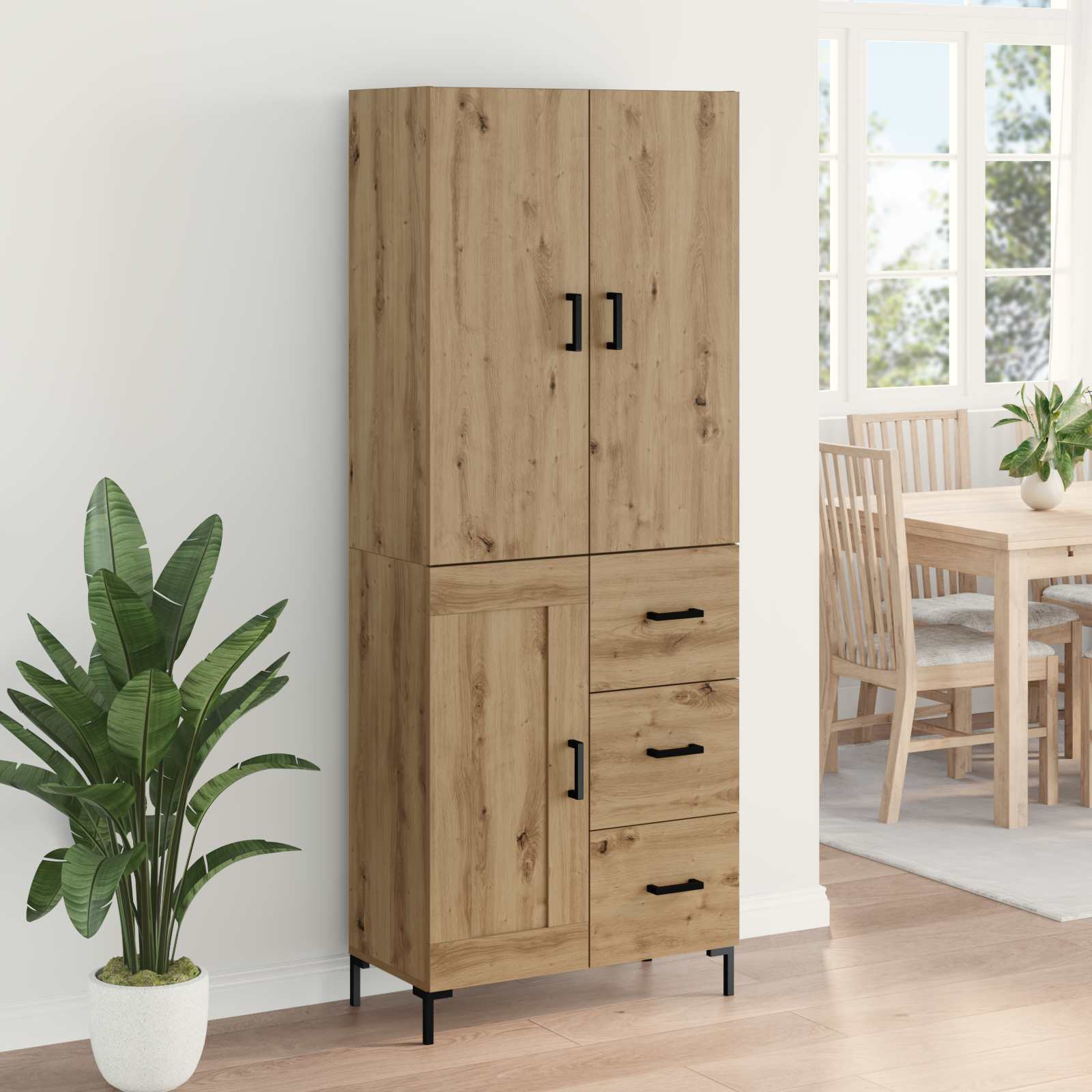 Bufet Stejar Artizanal 69,5 x 34 x 180 cm Lemn compozit — imaginea 4