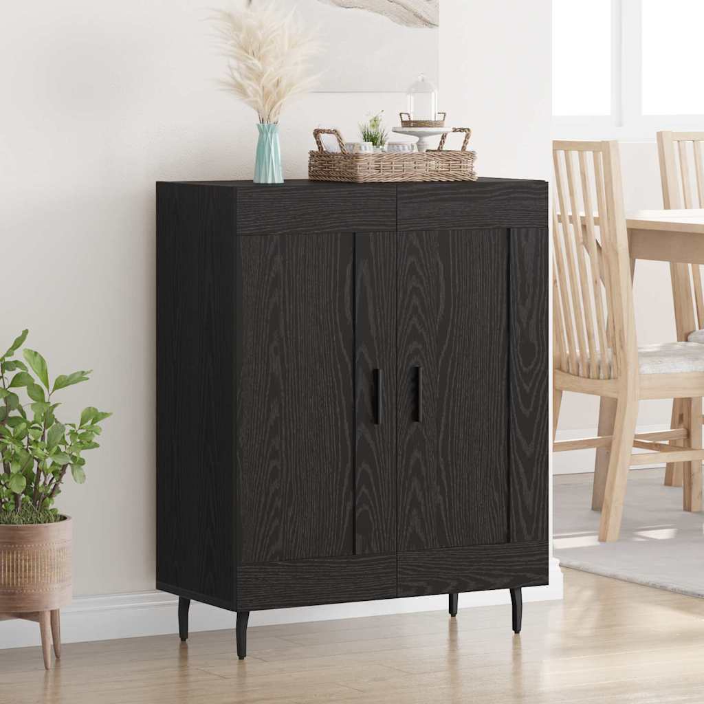 Bufet Stejar Negru 69,5 x 34 x 90 cm Lemn Ingineresc si Fier — imaginea 2