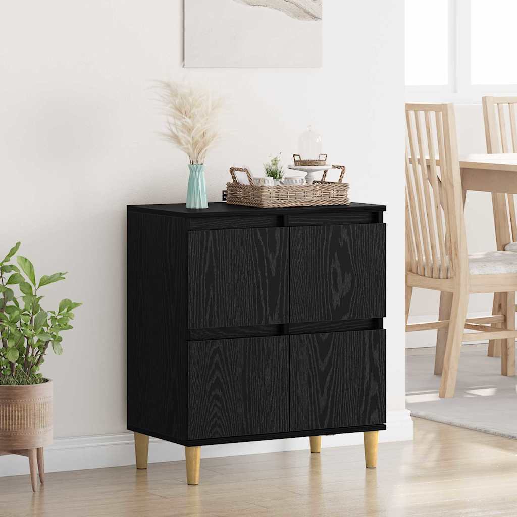 Bufet Stejar Negru 60 x 35 x 70 cm Lemn compozit — imaginea 2