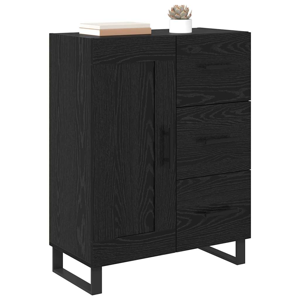 Bufet Stejar Negru 69,5 x 34 x 90 cm Lemn Ingineresc si Fier — imaginea 4