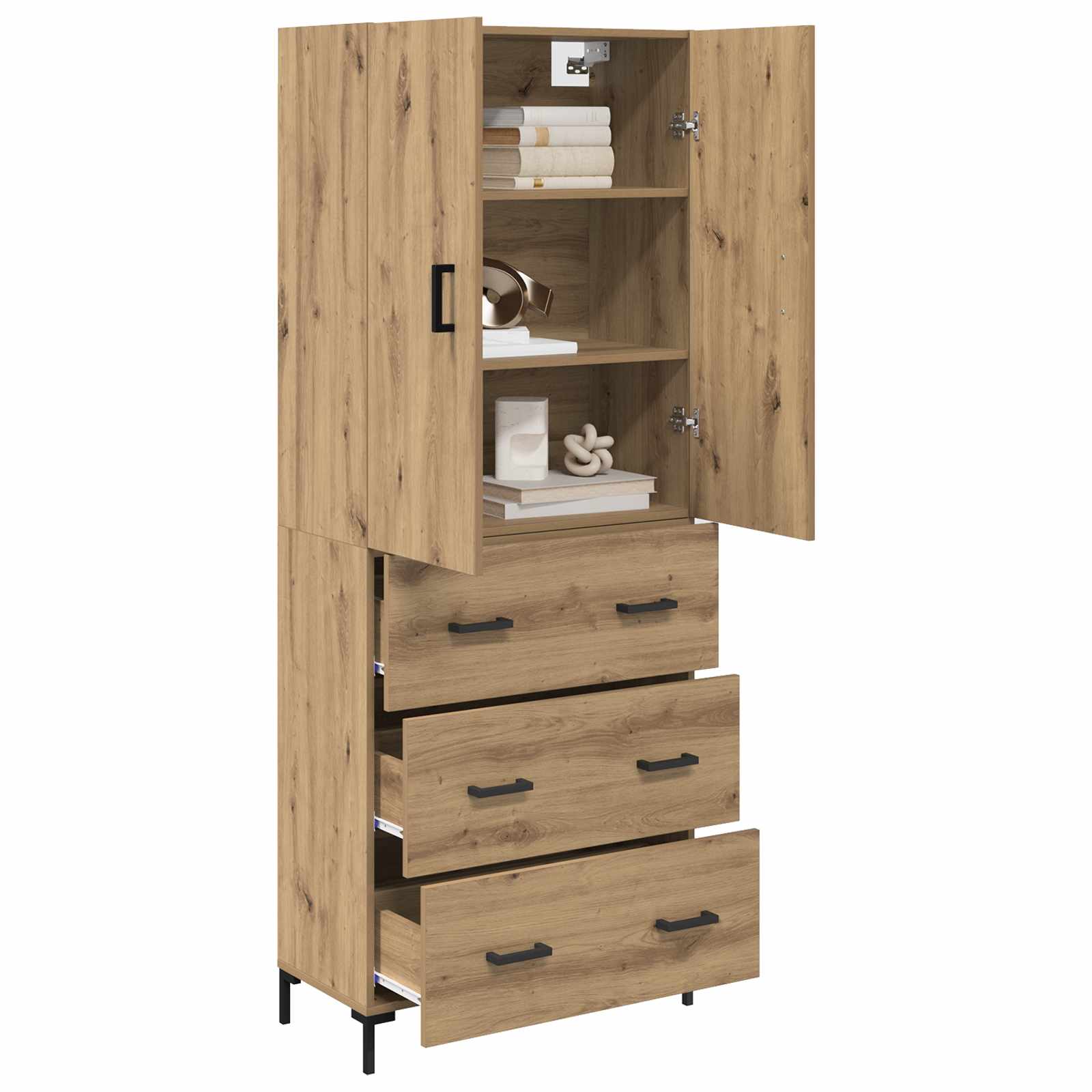 Bufet Stejar Artizanal 69,5 x 34 x 180 cm Lemn compozit — imaginea 3