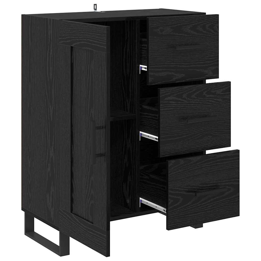 Bufet Stejar Negru 69,5 x 34 x 90 cm Lemn Ingineresc si Fier — imaginea 6