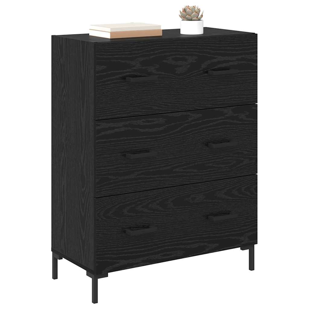 Bufet Stejar Negru 69,5 x 34 x 90 cm Lemn Ingineresc si Fier — imaginea 4