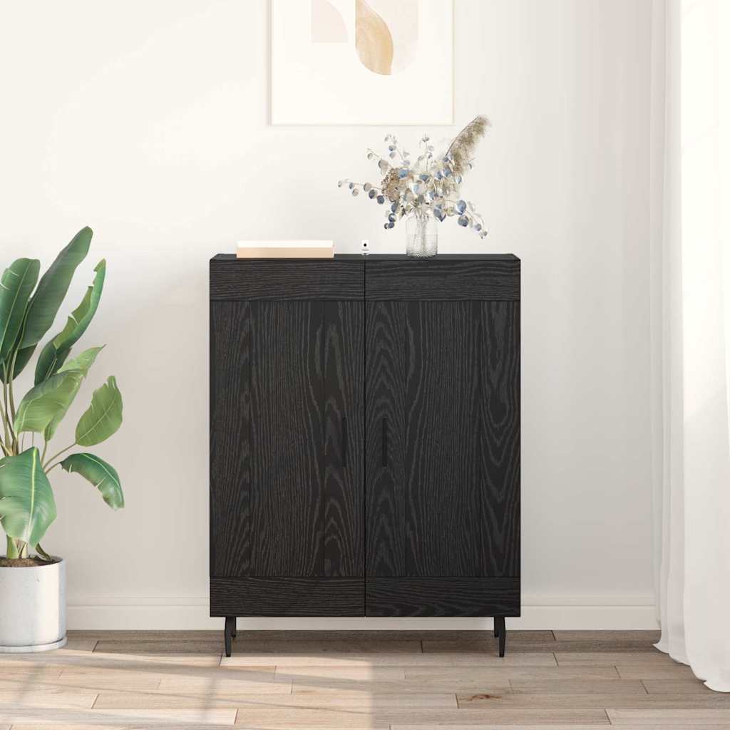 Bufet Stejar Negru 69,5 x 34 x 90 cm Lemn Ingineresc si Fier — imaginea 5