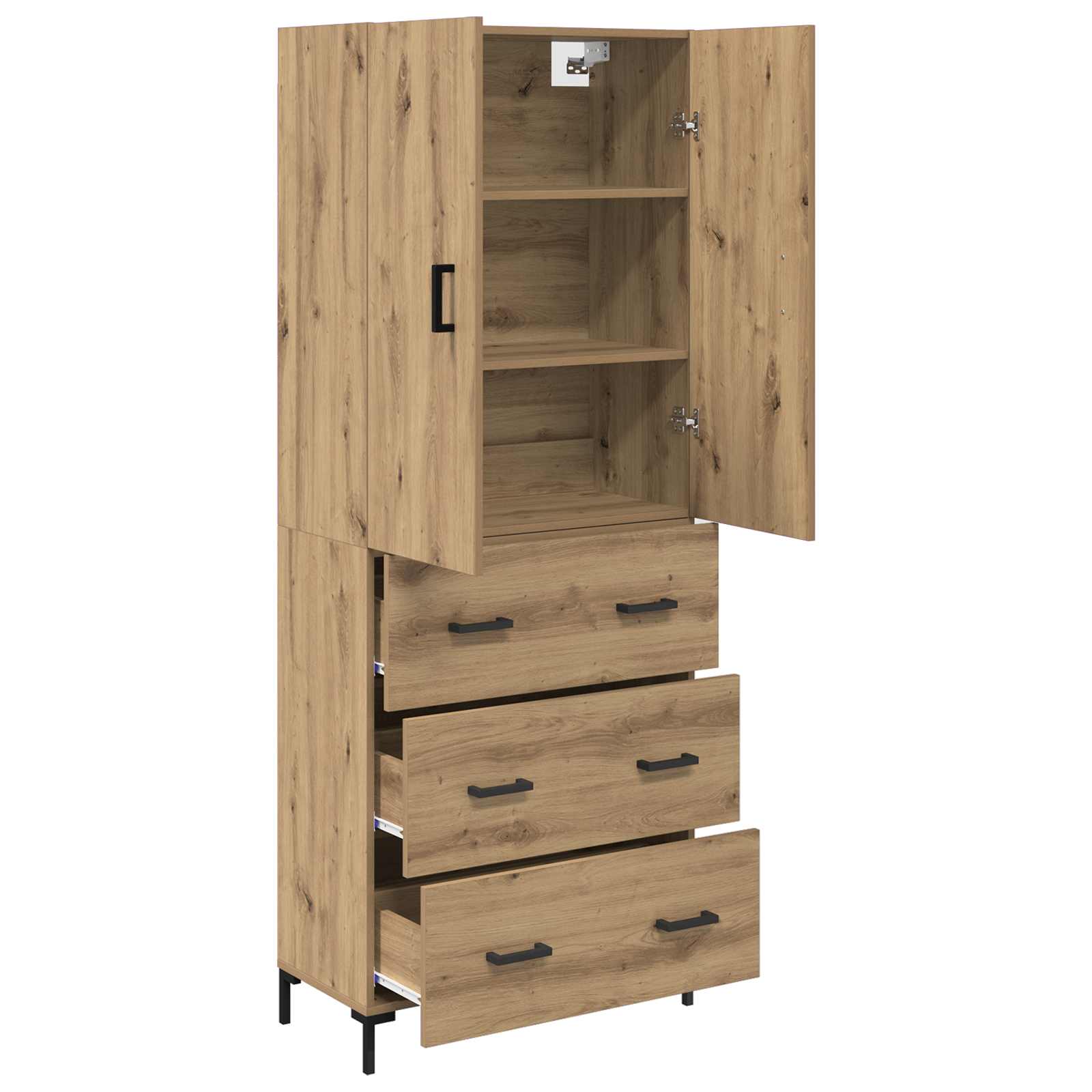 Bufet Stejar Artizanal 69,5 x 34 x 180 cm Lemn compozit — imaginea 5