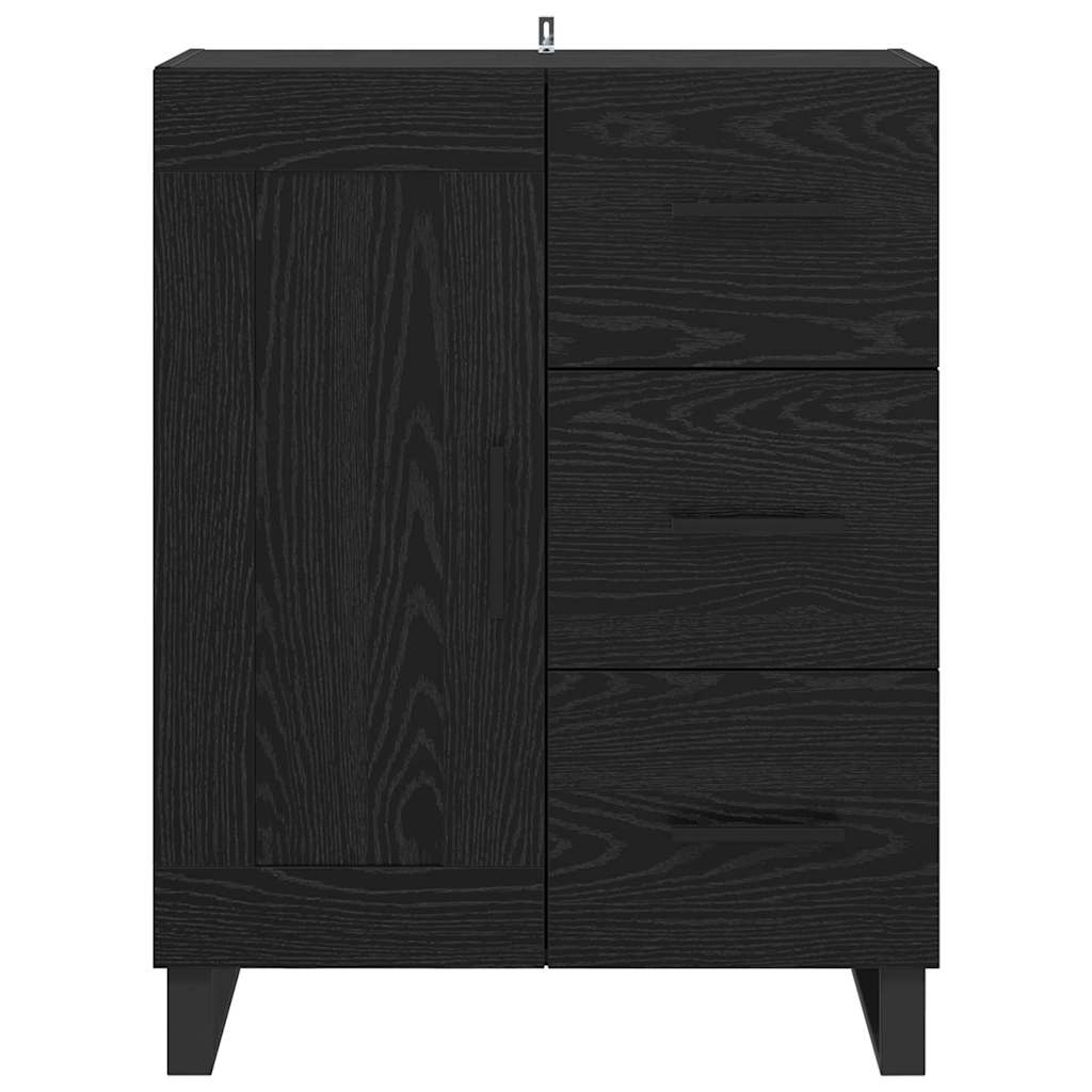 Bufet Stejar Negru 69,5 x 34 x 90 cm Lemn Ingineresc si Fier — imaginea 7