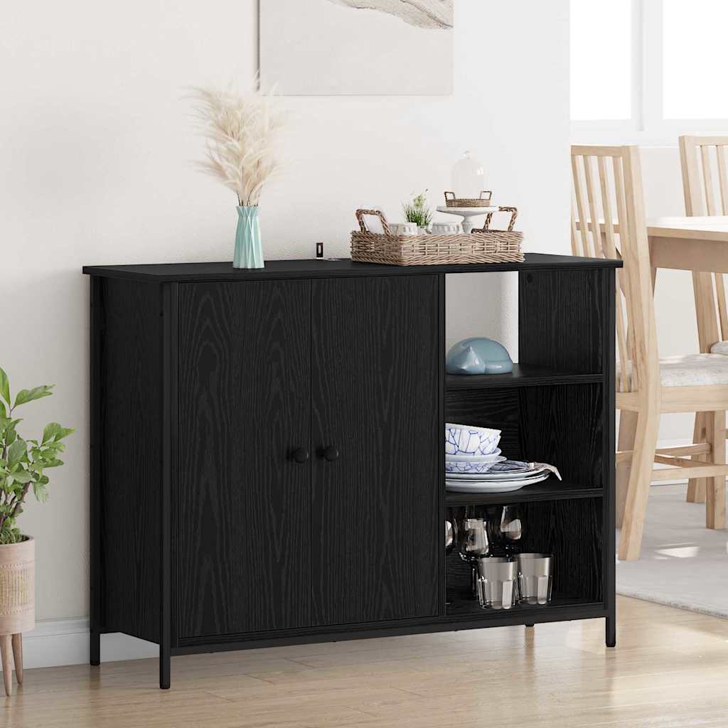 Bufet Stejar Negru 100 x 33 x 75 cm Lemn compozit — imaginea 2