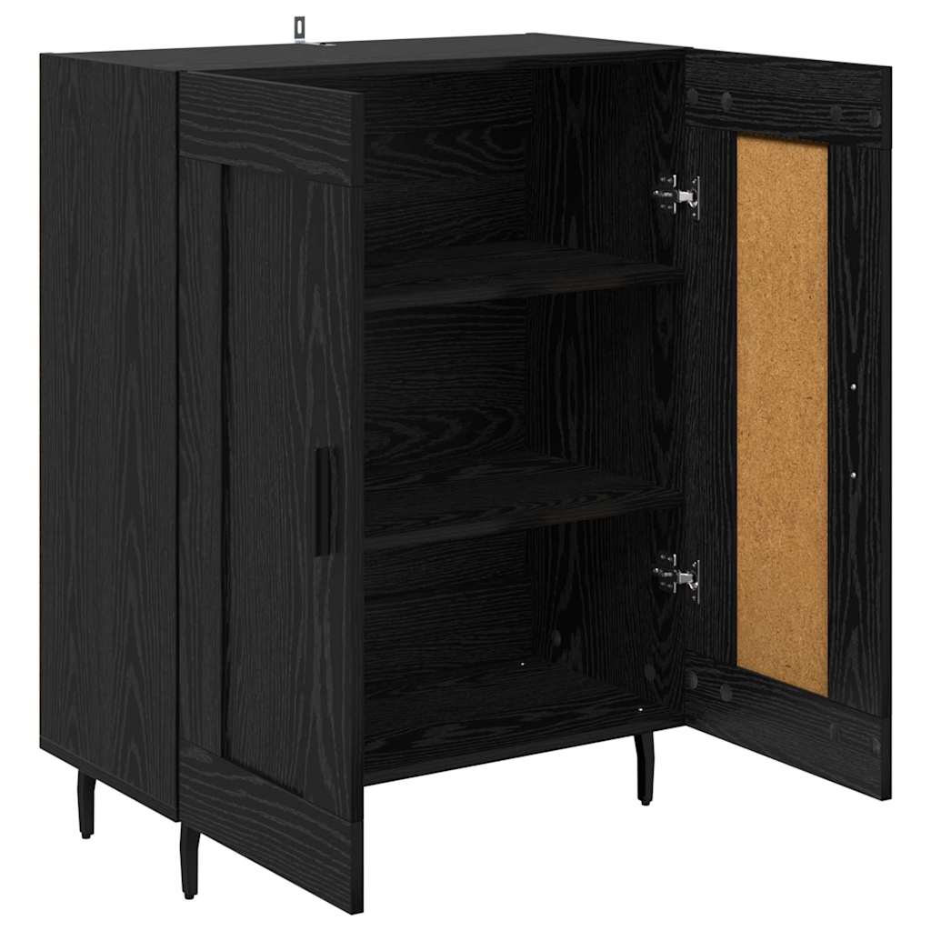 Bufet Stejar Negru 69,5 x 34 x 90 cm Lemn Ingineresc si Fier — imaginea 6