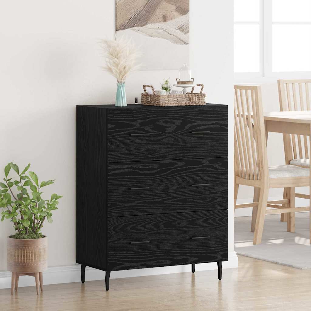 Bufet Stejar Negru 69,5 x 34 x 90 cm Lemn Ingineresc si Fier — imaginea 2