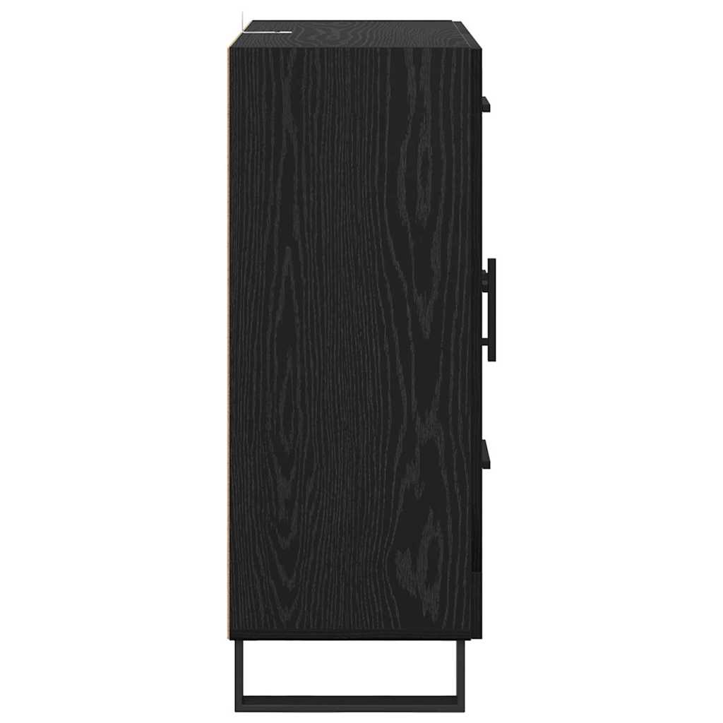 Bufet Stejar Negru 69,5 x 34 x 90 cm Lemn Ingineresc si Fier — imaginea 8
