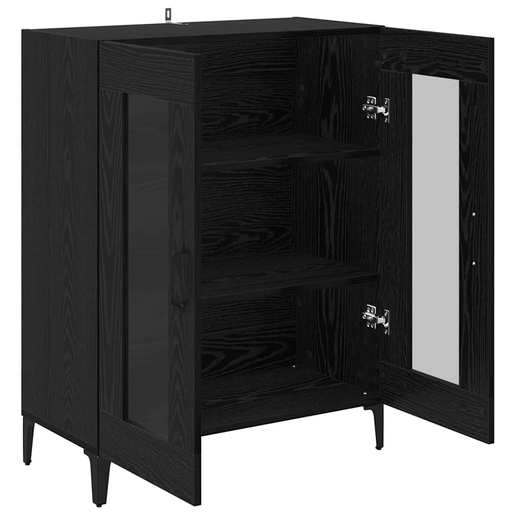 Bufet Stejar Negru 69,5 x 34 x 90 cm Lemn Ingineresc si Fier — imaginea 6